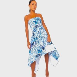 AKIRA Blue and White Asymmetrical Dress